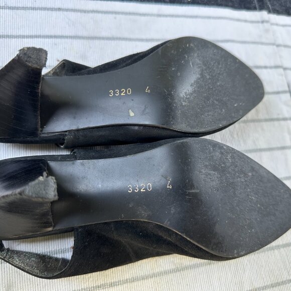 Real black suede sling-back 3" heels with cut-outs  Sz 6 - Picture 7 of 10